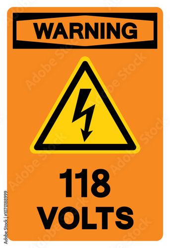 Warning 1180 Volts Tag Symbol Sign,Vector Illustration, Isolate On White Background Label. EPS10