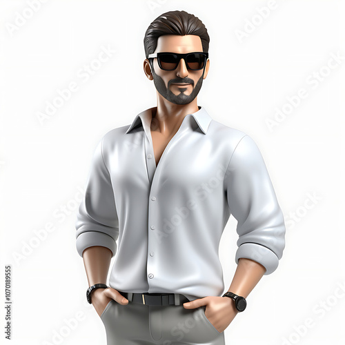 3d man with sunglasses