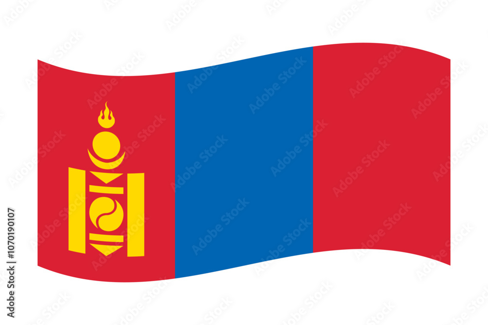 Vector illustration of wavy Mongolia flag on transparent background Vector illustration of wavy Mongolia flag on transparent background