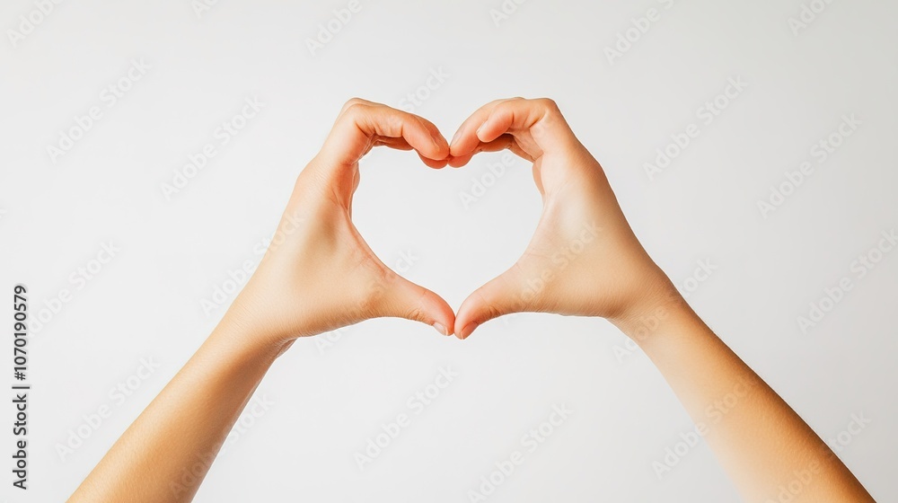 Obraz premium Hands forming heart shape on white background