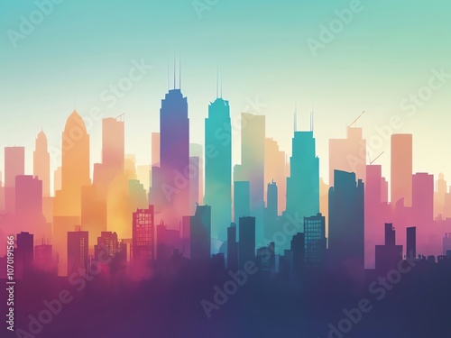 Cityscape Silhouette at Sunrise