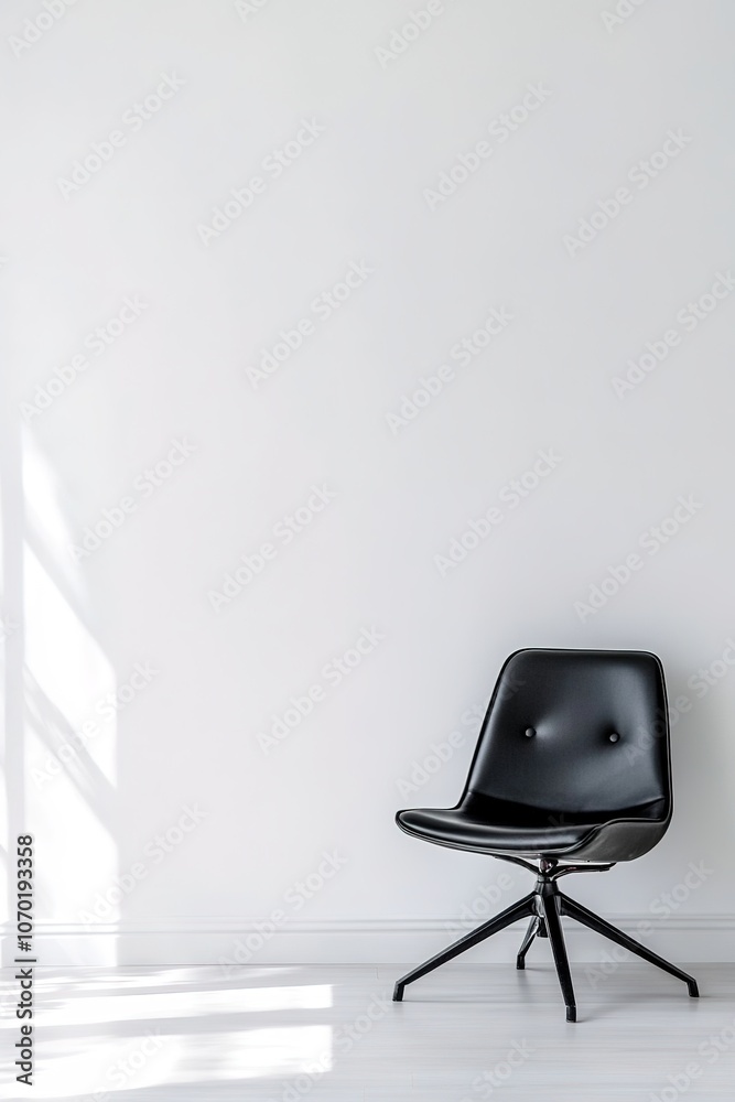 Minimalist black chair on white background with shadow Minimalist black chair on white background with shadow