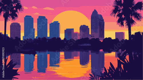 Sunset Serenity- The Orlando Cityscape