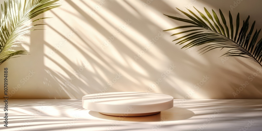 Minimalist Round Podium with Light and Shadows Minimalist Round Podium with Light and Shadows