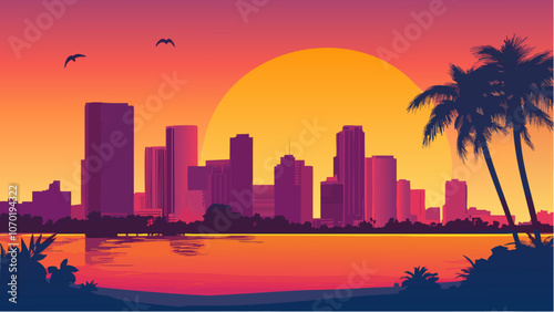 Tropical Vibes- Miami at Dusk