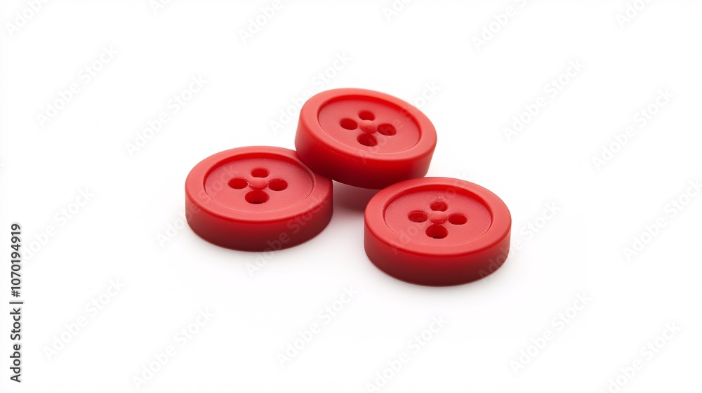 Three Red Buttons on White Background Three Red Buttons on White Background