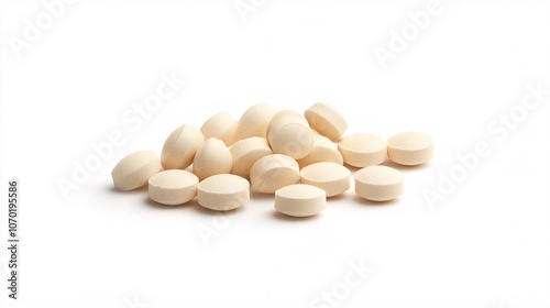 Close-Up of Pills on White Background