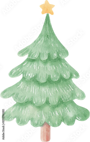 Festive Watercolor Christmas Tree Holiday Decor Winter Season