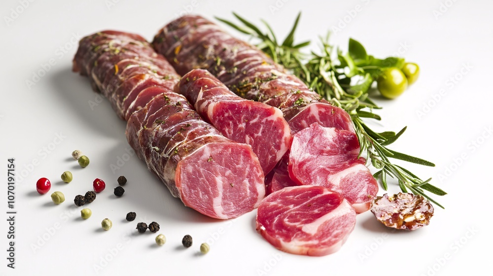 Sliced Cured Pork Loin with Rosemary and Peppercorns Sliced Cured Pork Loin with Rosemary and Peppercorns