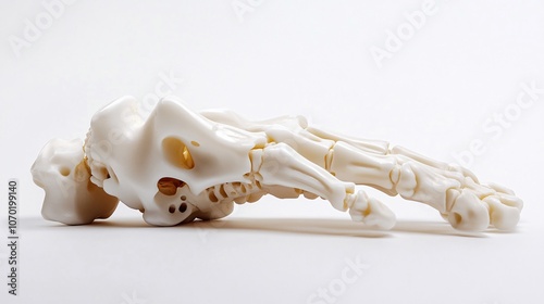 White Skeletal Foot Model on White Background photo