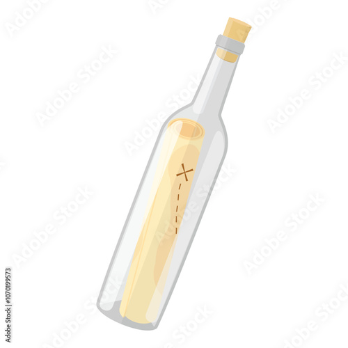 Glass bottle with treasure map inside