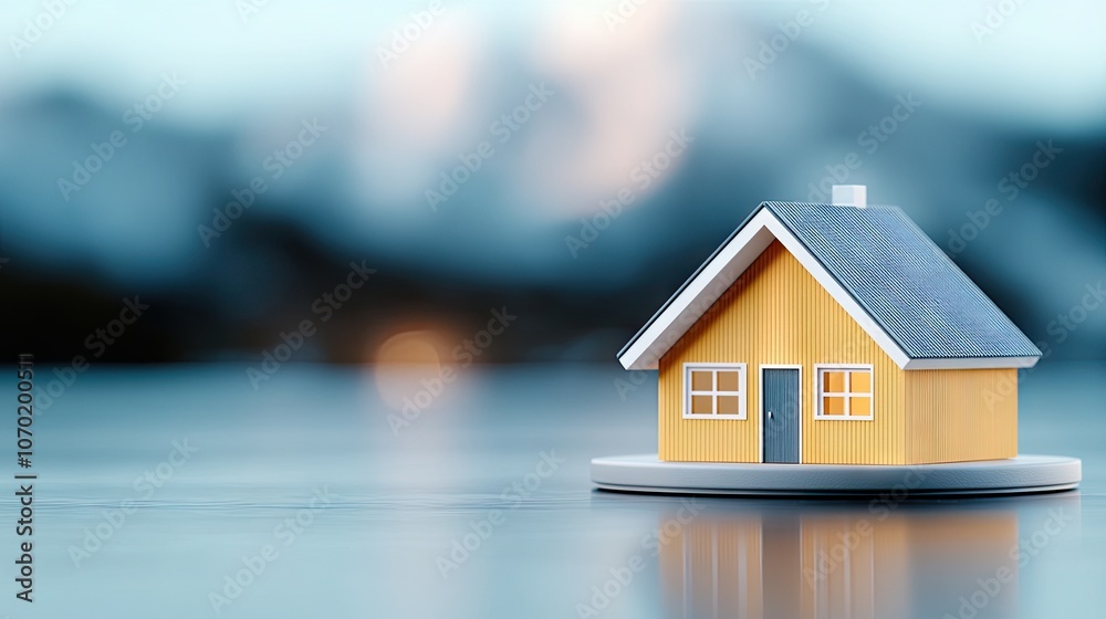 Charming winter home model on a table against a soft, blurred backdrop showcasing inspiring architectural design concepts Charming winter home model on a table against a soft, blurred backdrop showcasing inspiring architectural design concepts