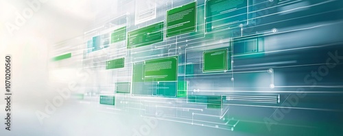 Digital breakdown of key business strategies, clean and professional, green and blue tones, focused design