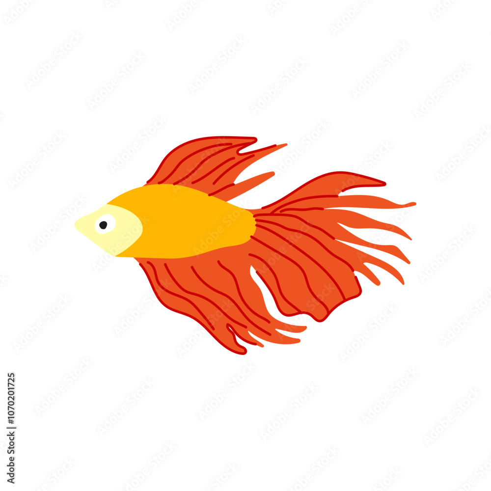 Fototapeta premium guppy exotic fish cartoon. cichlid angel, tetra gold, koi arowana guppy exotic fish sign. isolated symbol vector illustration