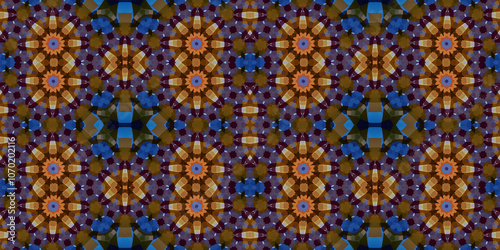 Seamless kaleidoscope pattern. The texture of the woven pattern. Endless pattern