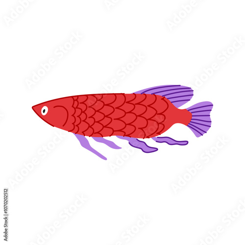colorful exotic fish cartoon. aquarium betta, guppy cichlid, angel tetra colorful exotic fish sign. isolated symbol vector illustration
