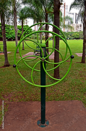 Obraz na płótnie Public gym equipment on municipal park in Ribeirao Preto, Sao Paulo, Brazil w salonie