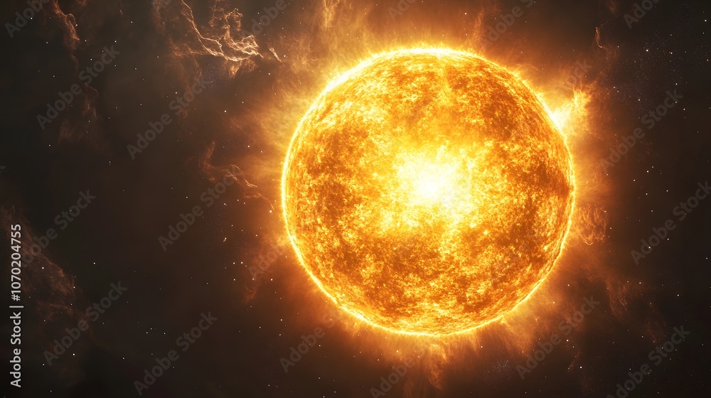 A Fiery Star With Glowing Flames In Space A Fiery Star With Glowing Flames In Space