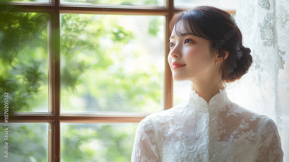 窓際の花嫁の微笑み 窓際の花嫁の微笑み