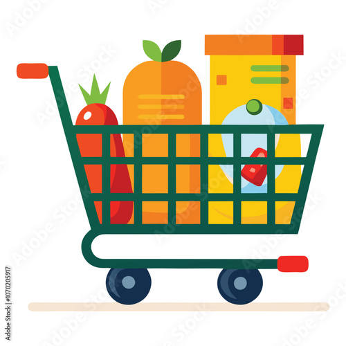 shopping supermarket cart with grocery pictogram