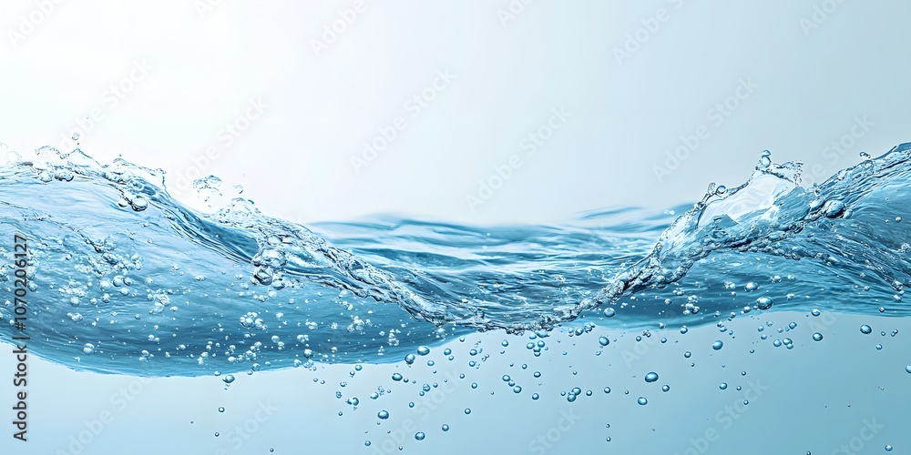 Blue Water Wave with Bubbles Rising to the Surface Blue Water Wave with Bubbles Rising to the Surface