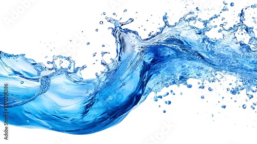Wallpaper Mural Blue Water Splash with Droplets on a White Background Torontodigital.ca