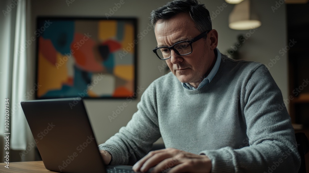 The Man Using a Laptop The Man Using a Laptop
