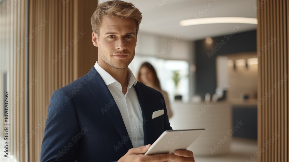The Confident Businessman with Tablet The Confident Businessman with Tablet