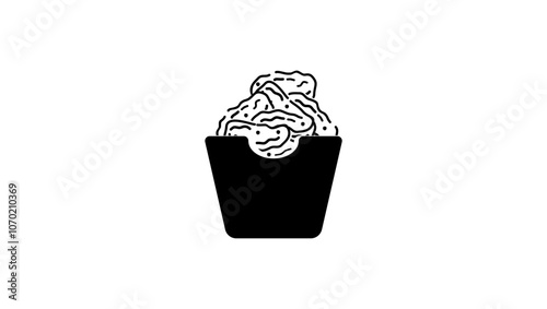 Chicken nuggets, black isolated silhouette