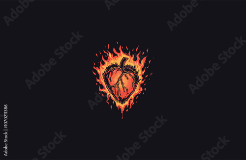 heart burns logo icon design vector