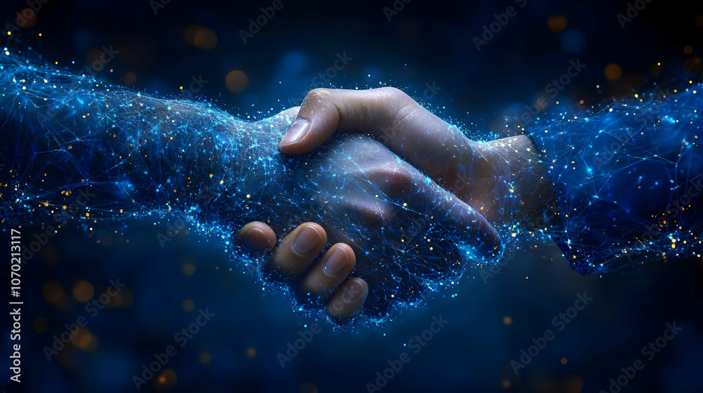 Digital Handshake Illustration Digital Handshake Illustration