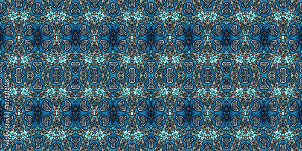 Fototapeta premium Seamless kaleidoscope pattern. The texture of the woven pattern. Endless pattern