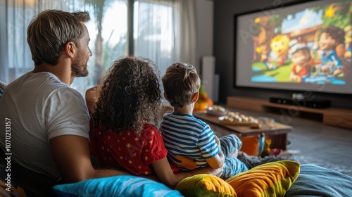 The Family Enjoying Movie Time