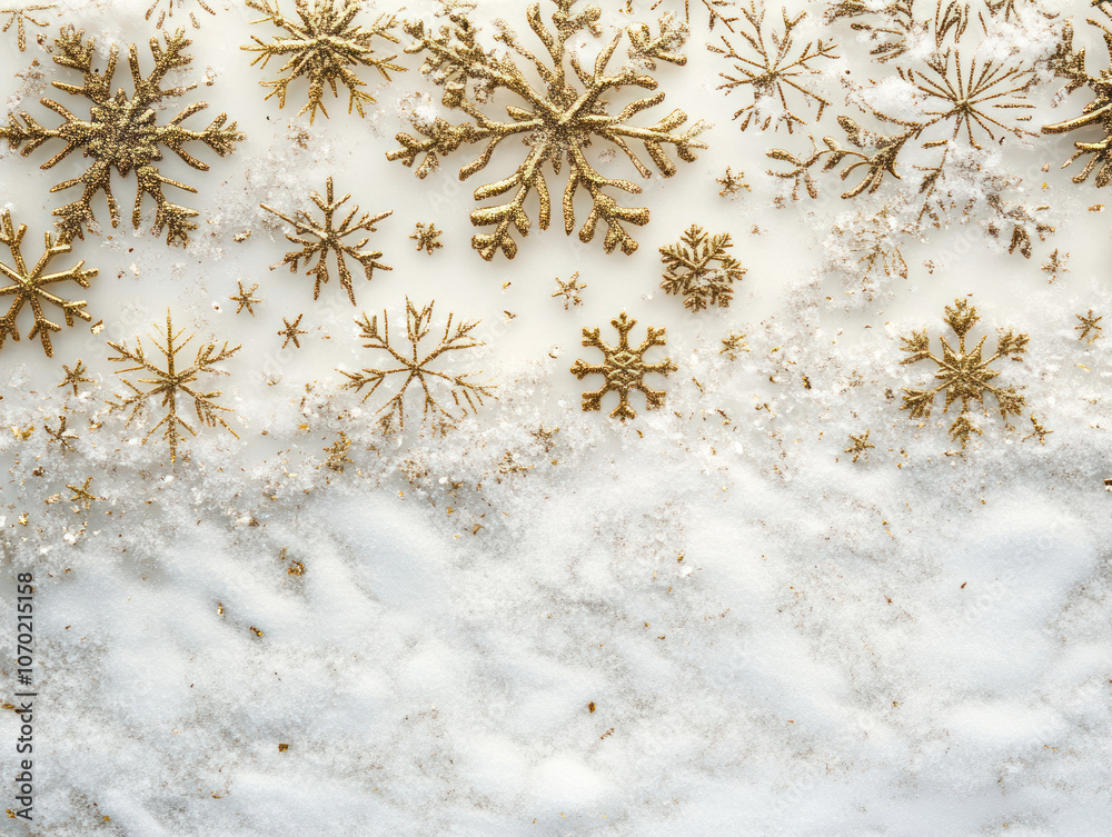 Elegant Winter Holiday Decor with Gold Snowflakes Elegant Winter Holiday Decor with Gold Snowflakes