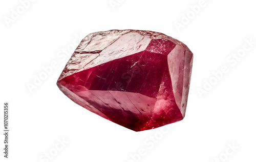 raw ruby gemstone on white background	
