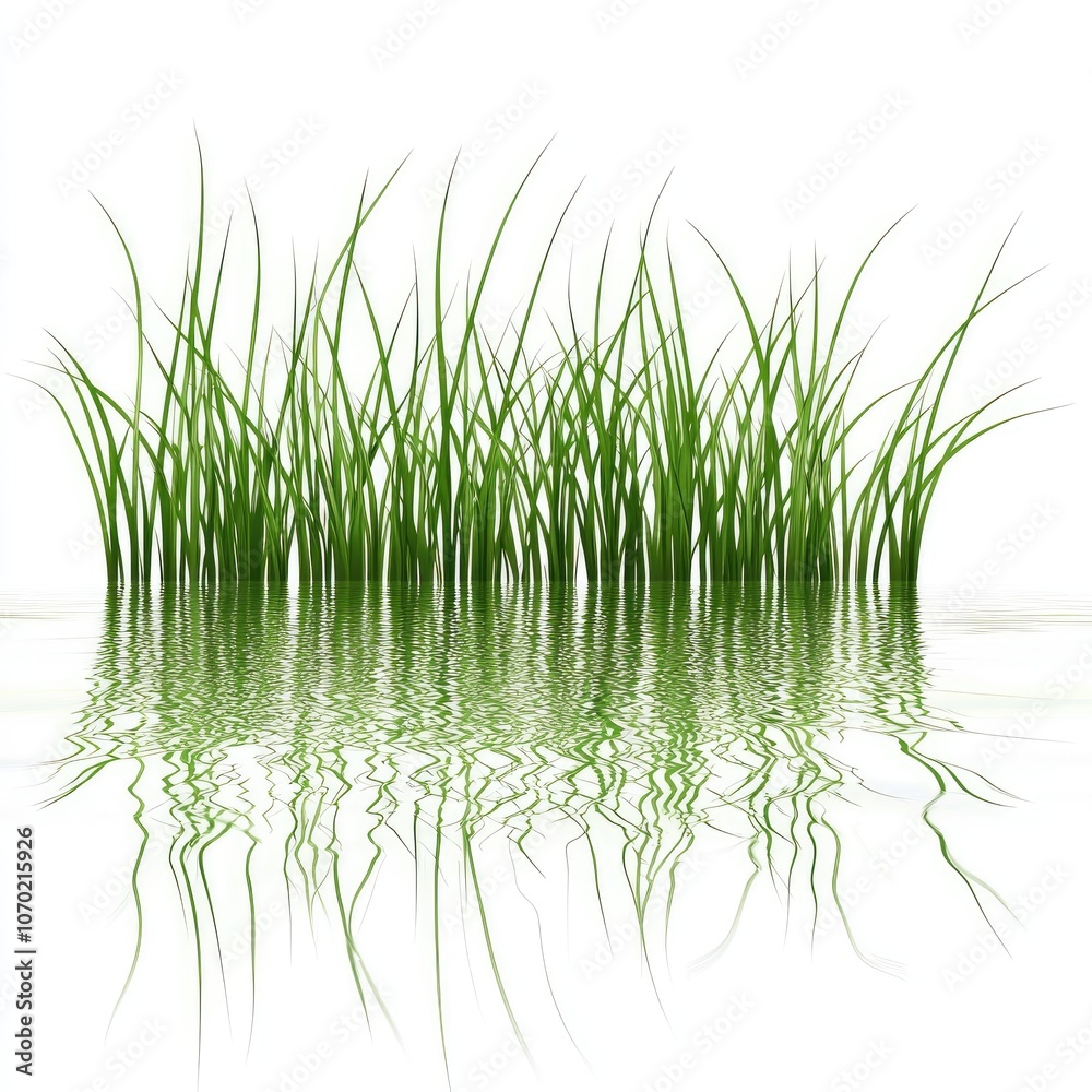 Fototapeta premium There is a beautiful row of green grass displayed on a white background