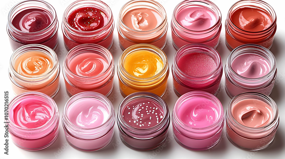 Colorful Lip Balm Jars on White Background - Illustration Colorful Lip Balm Jars on White Background - Illustration