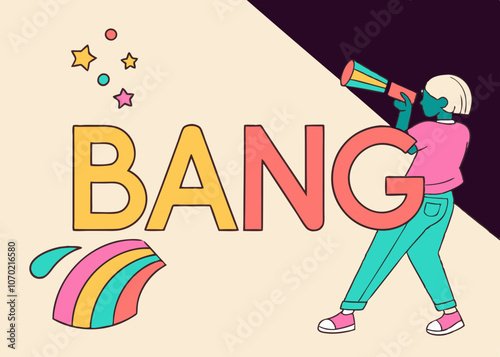 The word “bung” in a cartoon style. Comic book advertising font.