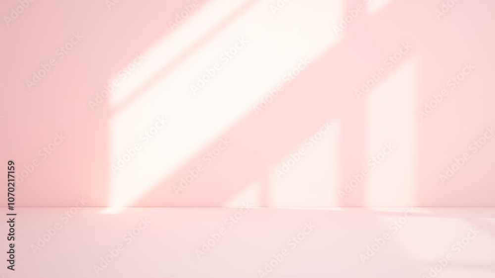 Fototapeta premium Sunlight Filtering Through Blinds Creates a Soft and Subtle Illumination on a Pink Wall