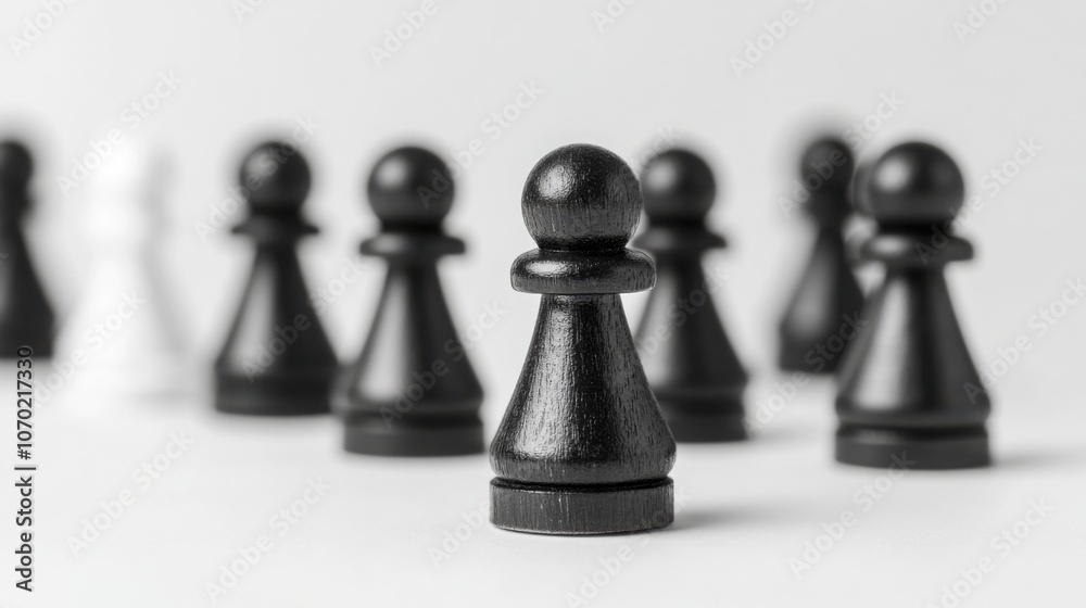 Black pawn chess piece on white isolate background. Black pawn chess piece on white isolate background.