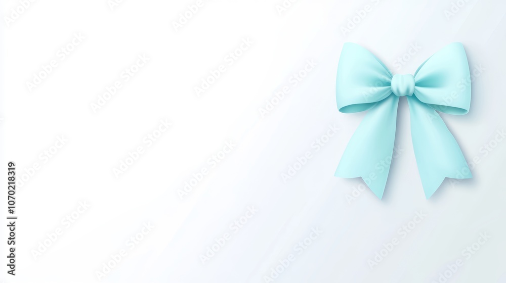 Realistic greeting card with a beautiful blue bow on a white background, perfect for holiday celebrations, birthdays, weddings, and special occasions, evoking elegant and festive cheer