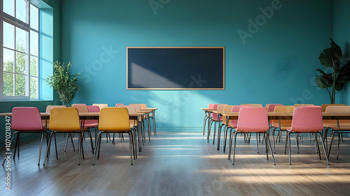 Classroom Interior with Black Board Illustration