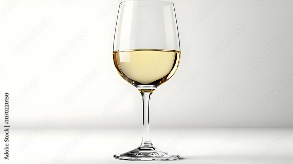 Glass of White Wine on White Background - Realistic Image Glass of White Wine on White Background - Realistic Image
