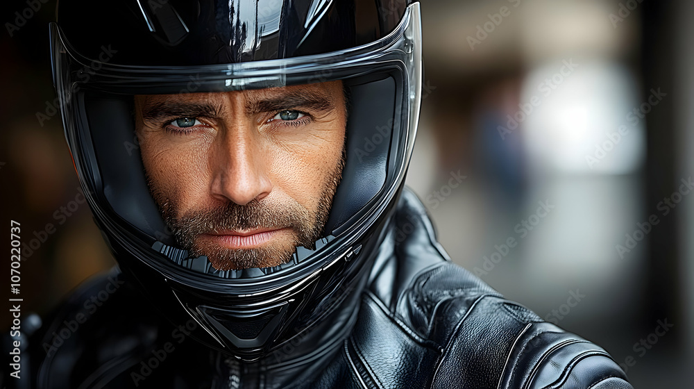 Man in Motorcycle Helmet - Realistic Image Man in Motorcycle Helmet - Realistic Image