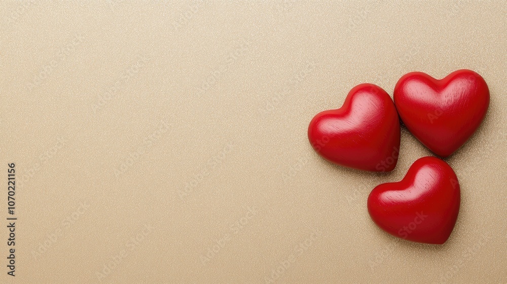 Celebrate love and romance with red wooden hearts against a shimmering golden backdrop, perfect for Valentine's Day Celebrate love and romance with red wooden hearts against a shimmering golden backdrop, perfect for Valentine's Day