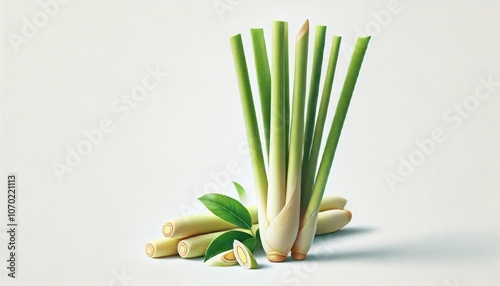 Lemongrass on white background