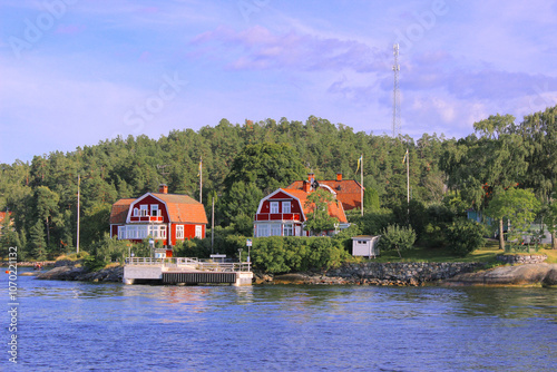 Photography houses on the river - Stockholm's archipelago