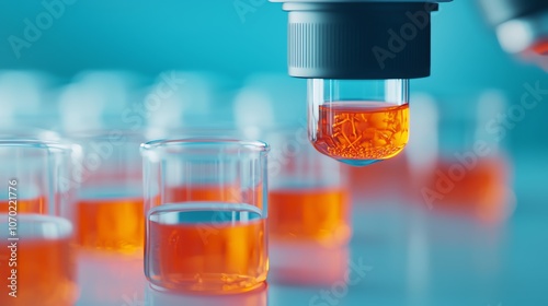 Micrological lab studying extremophiles in harsh environments front view Highlighting life in extreme conditions Futuristic tone Tetradic color scheme photo
