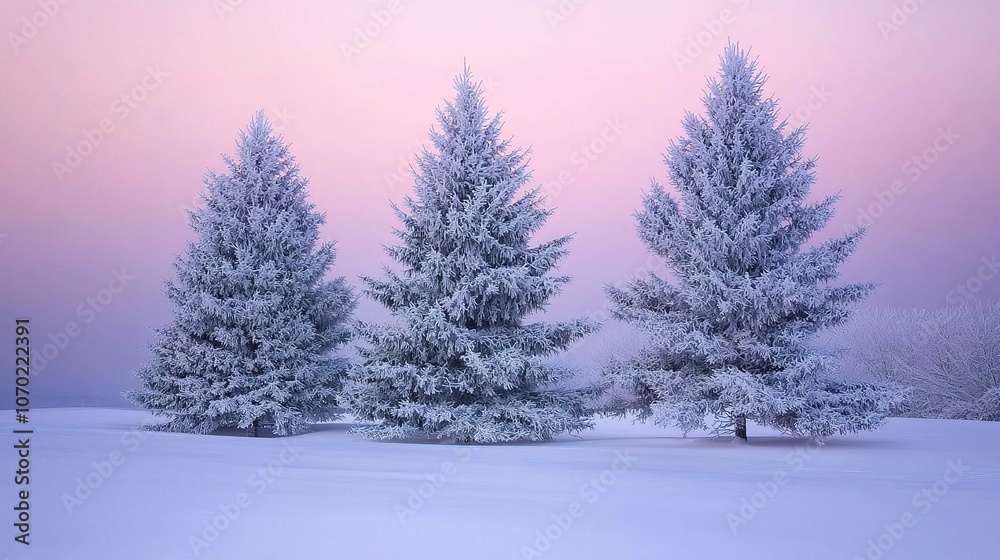 Snowy Landscape with Frosty Trees at Dusk Snowy Landscape with Frosty Trees at Dusk