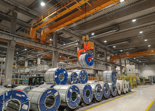Wallpaper Mural Steel coil being transported on a crane in a car factory Torontodigital.ca